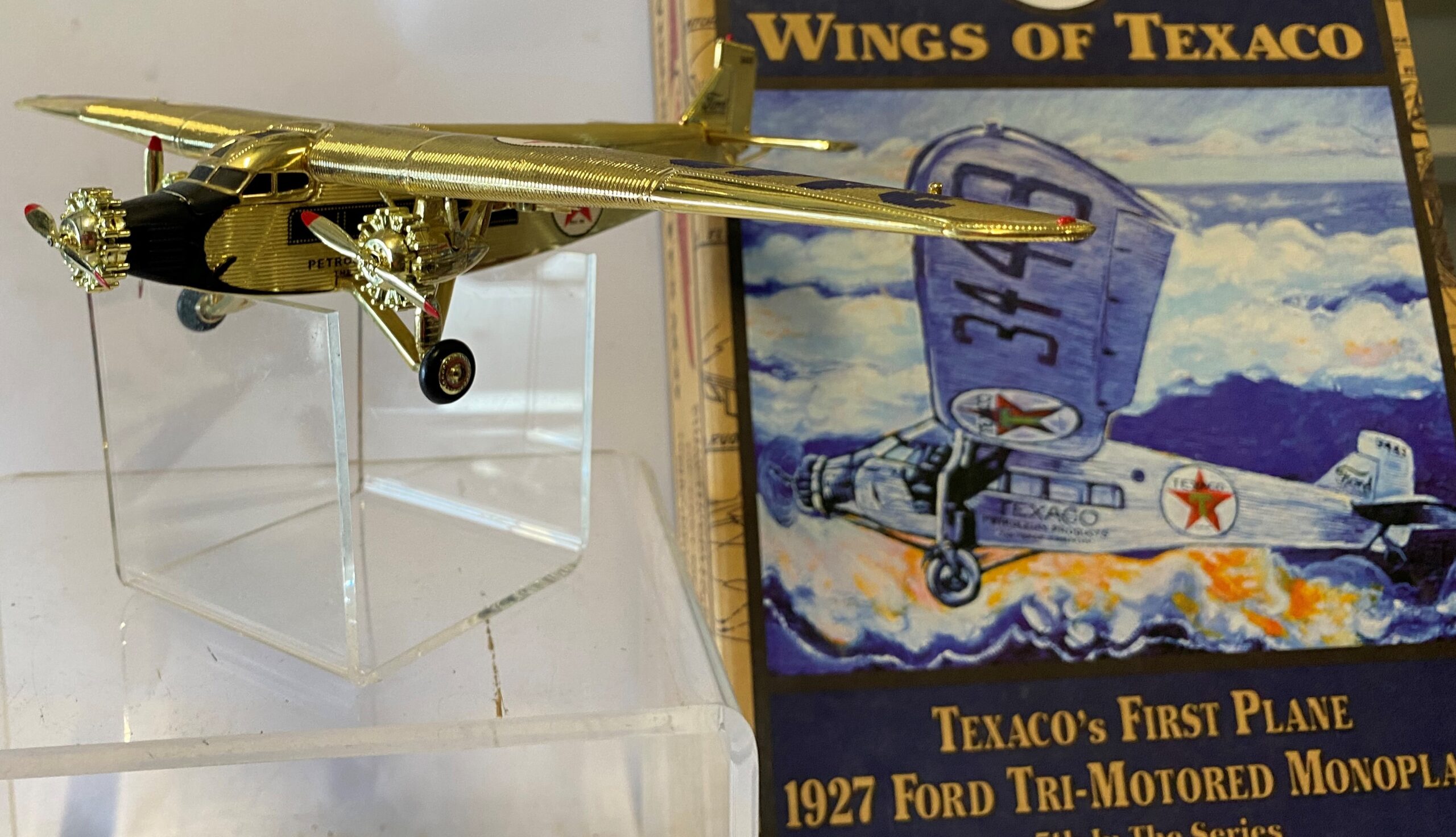 Ertl '27 Ford tri-motor (GOLD) Very rare TEXACO#7 - Big Bill's Die
